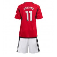 Otroški Nogometni dresi Manchester United Rasmus Hojlund #11 Domači 2023-24 Kratek Rokav (+ Kratke hlače)